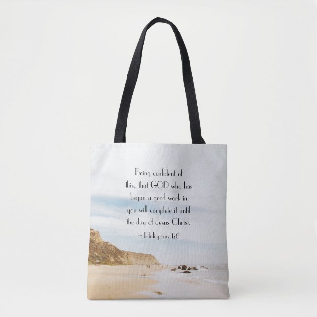 Tote Bag Philippiens 1:6 DIEU qui a commencé un bon travail (Devant)