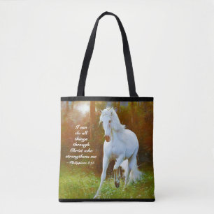 Tote Bag Philippiens 4:13 Tout par le Christ, Cheval