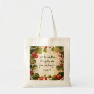 Tote Bag Philippiens 4:13 Verse de la Bible sur le design i