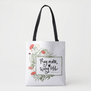 Tote Bag Philippiens 4:6-7 Priez Plus Inquiète Moins Verse
