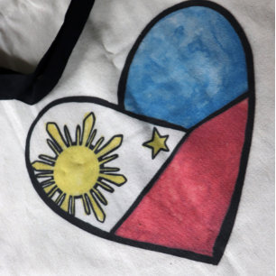 Tote Bag Philippines Flag Heart Art Fierté Philippine Pinay