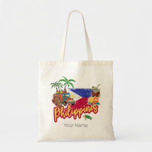 Tote Bag Philippines Vintage Tarsier Drapeau Palm Souvenir