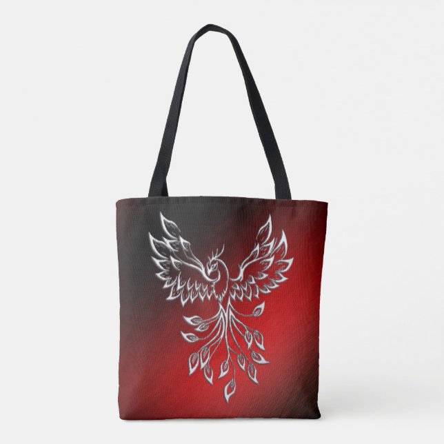 Tote Bag Phoenix Blanche se lève Rouge n Cendres Noires (Dos)
