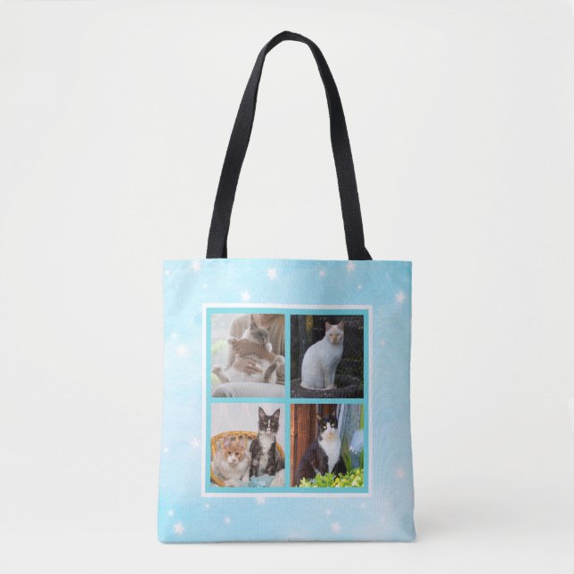 Tote Bag Photo bleue Pastel personnalisé (Devant)