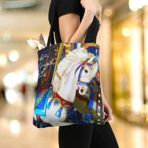 Tote Bag Photo Cheval du Carrousel Blanc Citation d'amour R