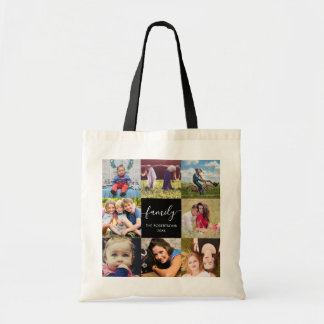 Tote Bag Photo Collage Famille Script noir