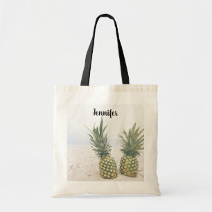 Tote Bag Photo de 2 ananas sur une plage