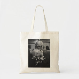 Tote Bag Photo de couple bonne année nom année noir blanc