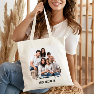 Tote Bag Photo de famille personnalisée avec texte personna