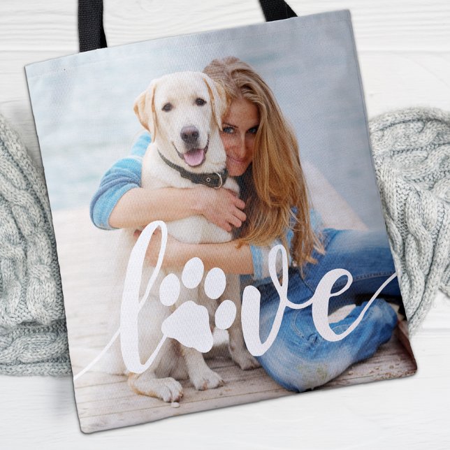 Tote Bag Photo de l'Amoureux des chiens Empreinte de patte  (Créateur téléchargé)