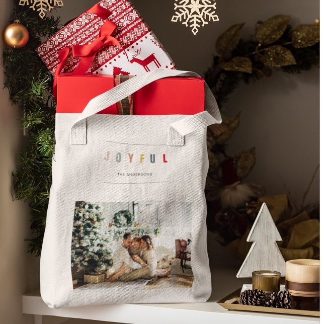 Tote Bag Photo de Noël simple et moderne | Joyeuses vacance (Créateur téléchargé)