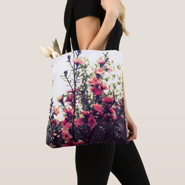 Tote Bag Photo de prairie sauvage en fleurs roses (De près)
