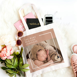Tote Bag Photo du bébé moderne You Make My Life Complete