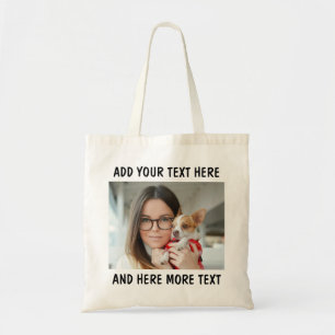 Tote Bag Photo et texte ou nom personnalisés