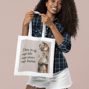 Tote Bag Photo Famille Couple Moderne & Citation Famille Lo