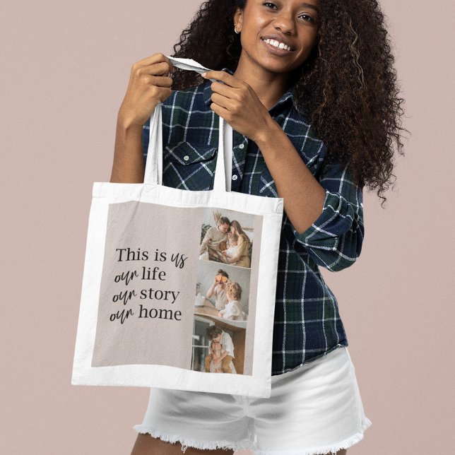 Tote Bag Photo Famille Couple Moderne & Citation Famille Lo (Créateur téléchargé)