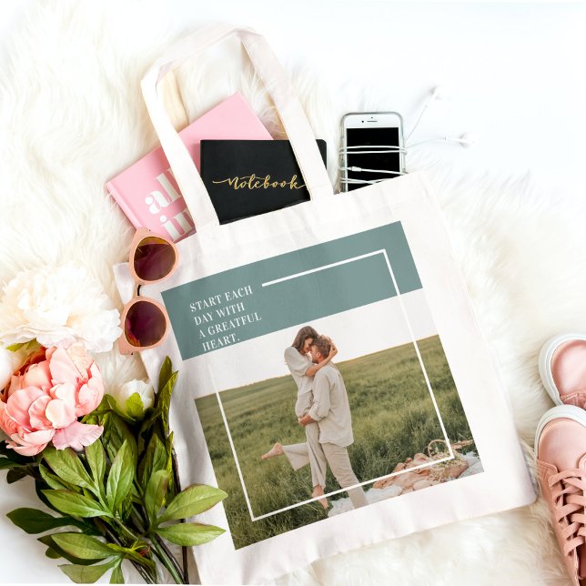 Tote Bag Photo moderne Green Famille Jolie Cadeau (Créateur téléchargé)