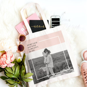 Tote Bag Photo moderne Pastel Pink Famille Beau Cadeau