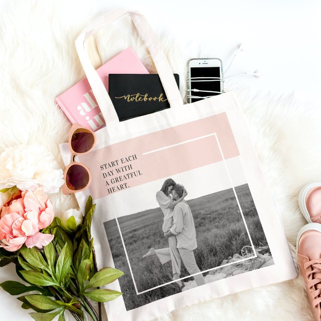 Tote Bag Photo moderne Pastel Pink Famille Beau Cadeau (Créateur téléchargé)