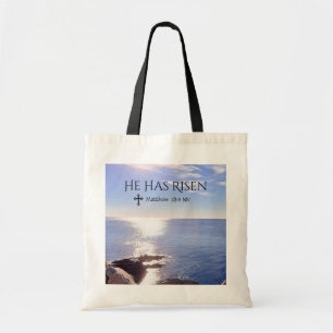 Tote Bag Photo Ocean Christ ressuscité Bible Verse Pâques