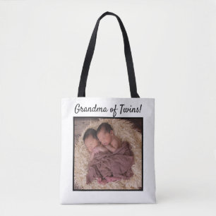 Tote Bag Photo personnalisé Nouveau bébé Grand-mère de jume
