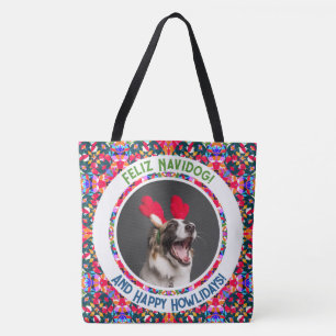 Tote Bag Photo personnalisée Chien de Noël Maman Maman Papa