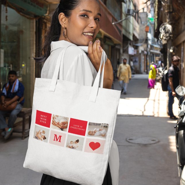 Tote Bag Photo Rouge et rose Meilleure mère Ever Venin (Créateur téléchargé)