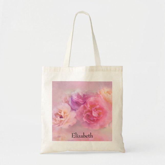 Tote Bag Photographie de joli oeillets rose et blanc (Devant)