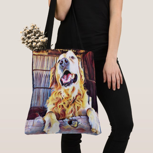 Tote Bag Photographie de Silly Golden Retriever (De près)