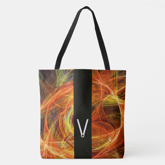 Tote Bag PHOTON CRAZY NOIR STRIPE MONOGRAM Fractures Jaunes (Devant)