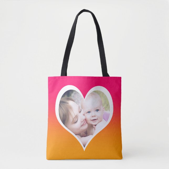Tote Bag Photos dans les coeurs personnalisées de la Mère (Devant)