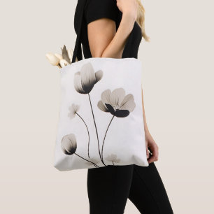 Tote Bag Photos Neutres Blancs Brillants Florals Par Ava