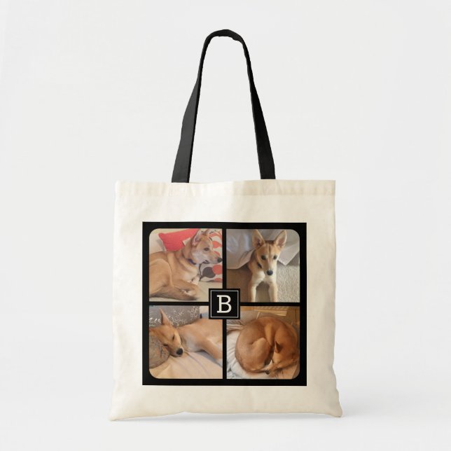Tote Bag Photos personnalisées de chiens Monogrammes Fourni (Devant)