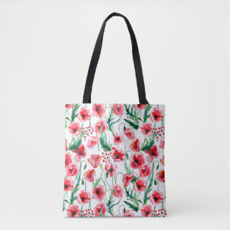 Tote Bag Photos rouges : aquarelle illustration florale