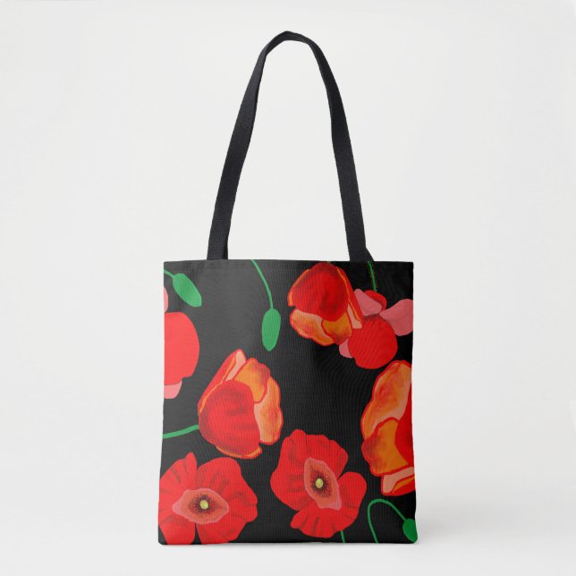Tote Bag Photos rouges sur arrière - plan noir (Devant)