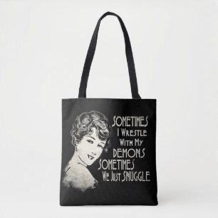 Tote Bag Phrase Sarcastique Femen Mème Parfois Je Lutte