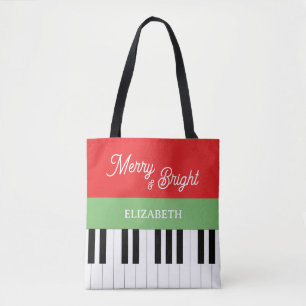 Tote Bag Piano Clavier Joyeux et brillant Pianiste Noël