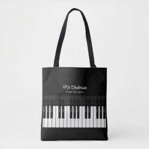 Tote Bag Piano Enseignant/Joueur Nom personnalisé et texte 