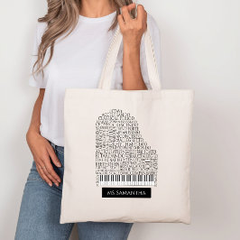 Tote Bag Piano Word Cloud cadeau pour professeur de piano