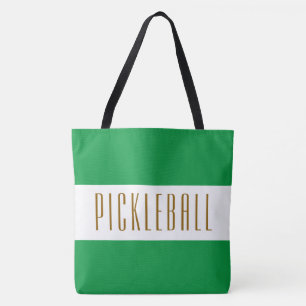 Tote Bag PICKLEBALL Amusant Sportif Vert Clair Rayures Blan