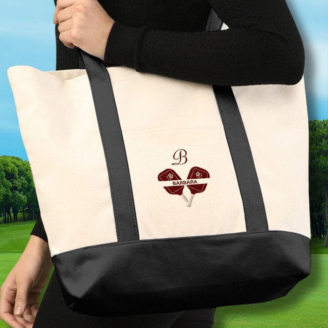 Tote Bag Pickleball Paddle Gal Glam Nom du monogramme perso (Créateur téléchargé)