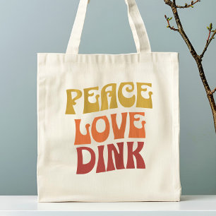 Tote Bag Pickleball Retro Peace Love