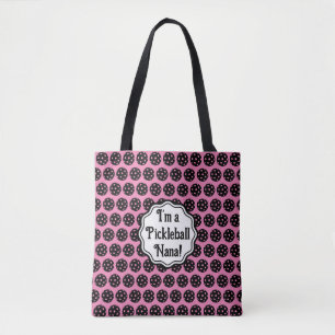 Tote Bag Pickleball tendance Personnalisé noir et rose