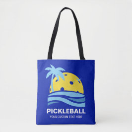 Tote Bag Pickleball Tropical Palm Tree Sun Votre texte pers