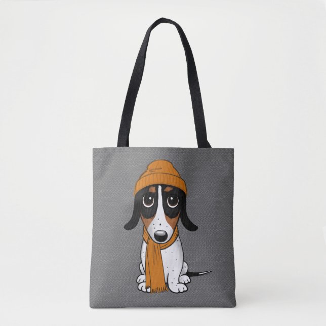 Tote Bag Piebald Dachshund Chien Hipster (Devant)