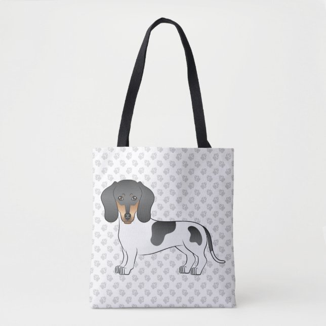 Tote Bag Piebald Noir Et Tan Cheveux Courtes Dachshund & Pâ (Devant)