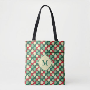 Tote Bag Pièce de puzzle rouge rouge de Noël Motif