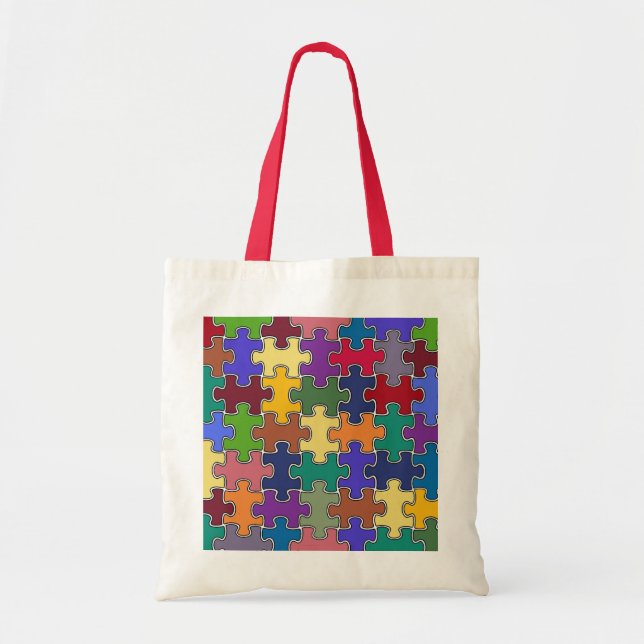 Tote Bag pièces de puzzle couleur (Devant)