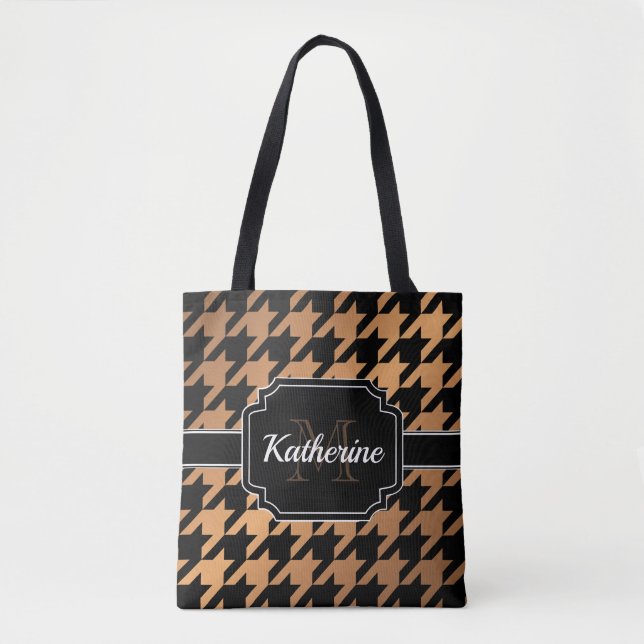 Tote Bag Pied de fond noir et doré (Devant)