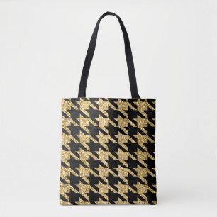 Tote Bag Pied Noir Et Parties scintillant Or